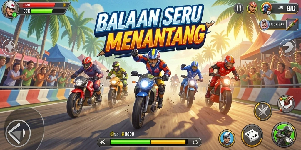 Tangkapan layar gameplay 8ID menunjukkan aksi balapan yang intens.