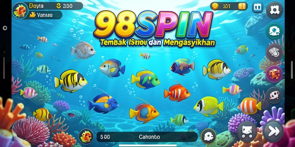 Tampilan gameplay yang mendebarkan dari 98SPIN saat menembak ikan.