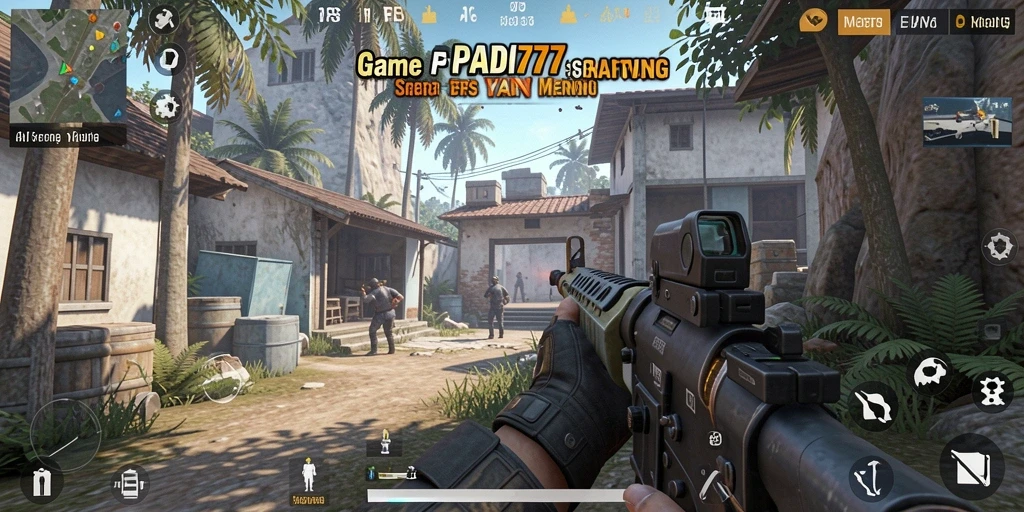 Tangkapan layar utama PADI777 menunjukkan aksi gameplay FPS yang mendebarkan.